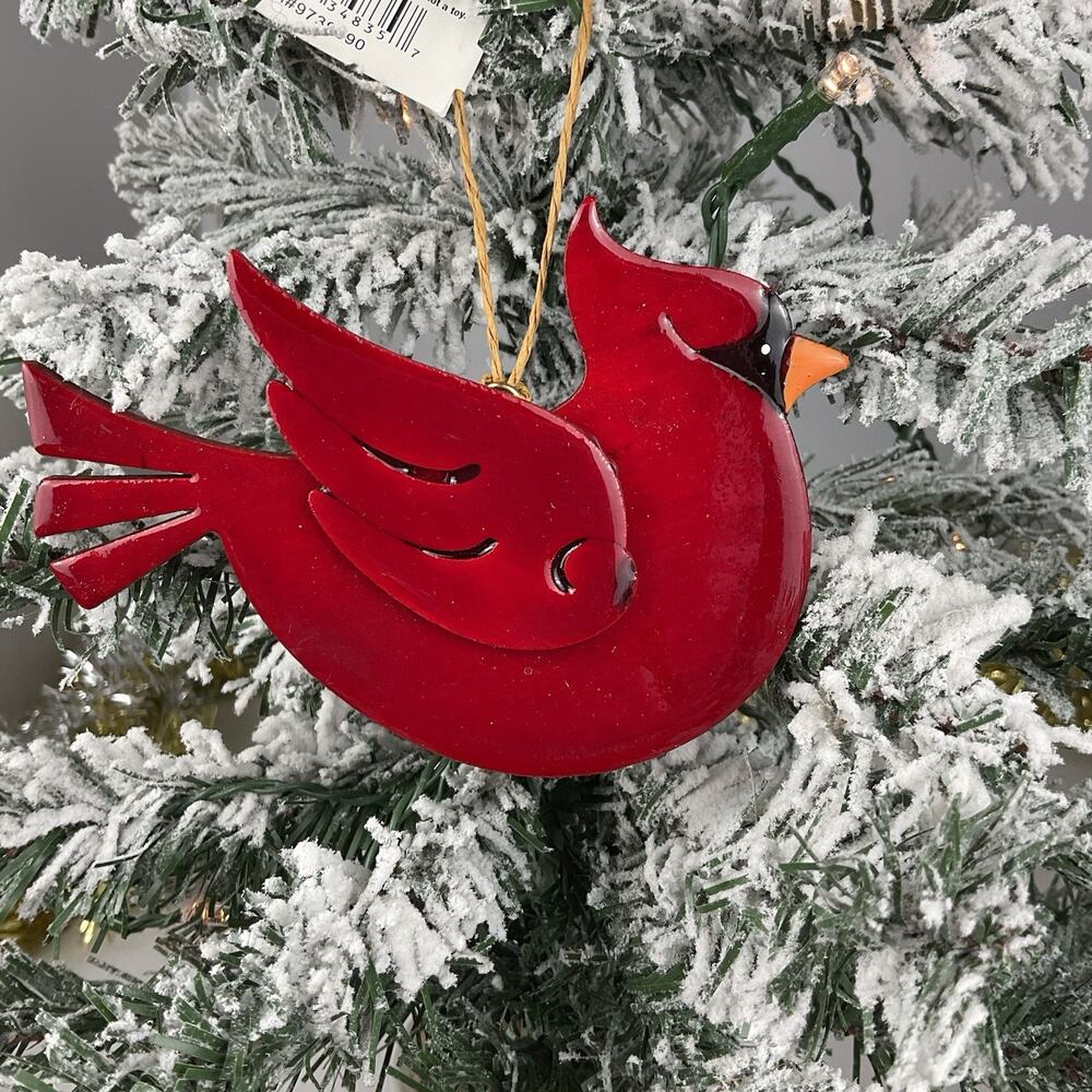 Christmas Ornament-Red Cardinal Orange Beak Looking To The Right -Burton+burton